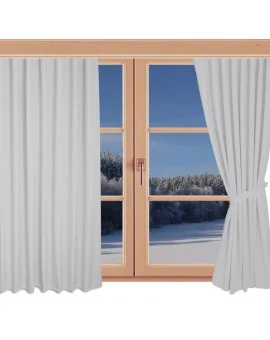 Schlaufen-Dekoschal Atlantik unifarben hellgrau hochwertige Webware an einem Winterfenster