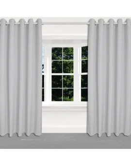 Hochwertiger Ösenschal Atlantik hellgrau unifarben Chromösen 2 Stück am Fenster