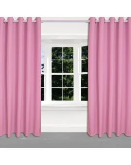 Kinder-Dekoschal Blubb-Kids Rosé Pink mit Chrom-Ösen 2 Stück am Fenster