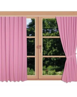 Kinder-Dekoschal Blubb-Kids Rosé Pink mit Chrom-Ösen an einem Sommerfenster