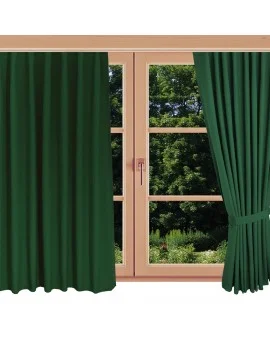 Landhaus-Dekoschal Knut in Grün uni mit Reihband am Fenster
