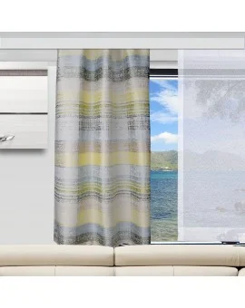 Caravan-Gardine Wohnmobil-Vorhang Liam Grün Gelb mit Flächenvorhang am Fenster