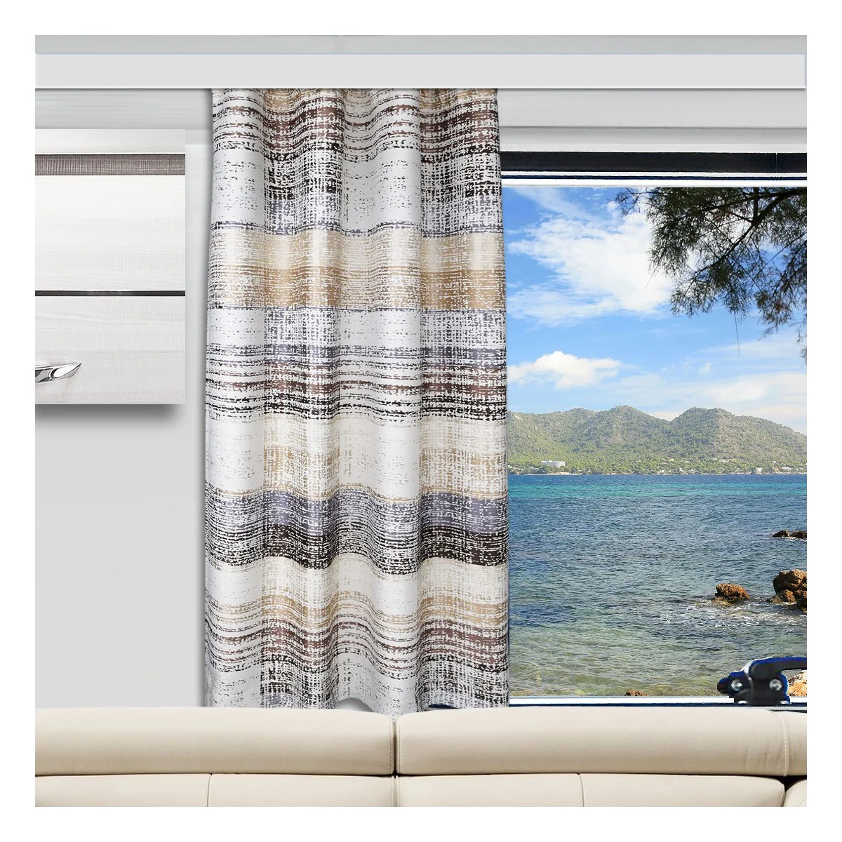 Caravan-Gardine Wohnmobil-Vorhang Liam Braun-Beige