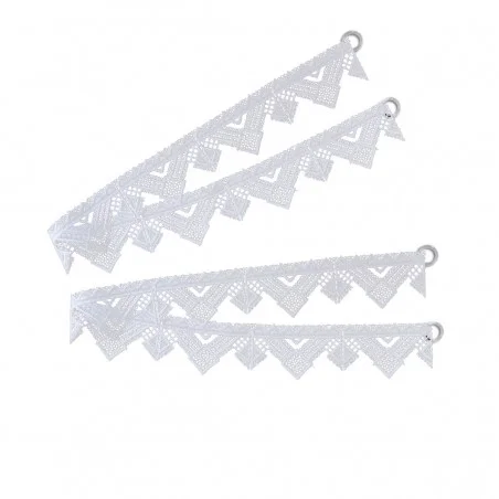 2 Raffhalter Leni aus Plauener Spitze weiß