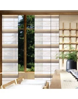 Flächengardine Tori mit Streifenmuster braun-beige Dekobeispiel