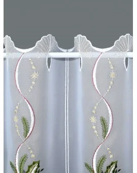 Weihnachts-Scheibengardine "Laterne" Wintergardine Plauener Stickerei
