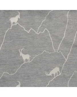 Stoffmuster Breno mit Steinbock in grau