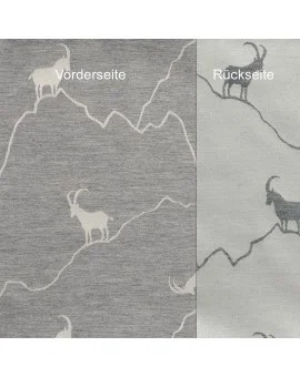 Stoffmuster Breno mit Steinbock in grau