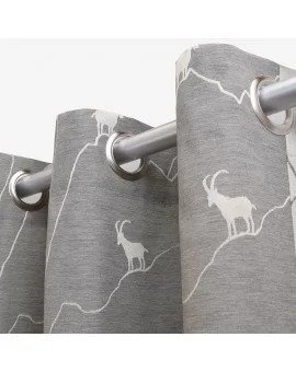 Seitenschal Breno mit Steinbock grau Detailbild Ösen