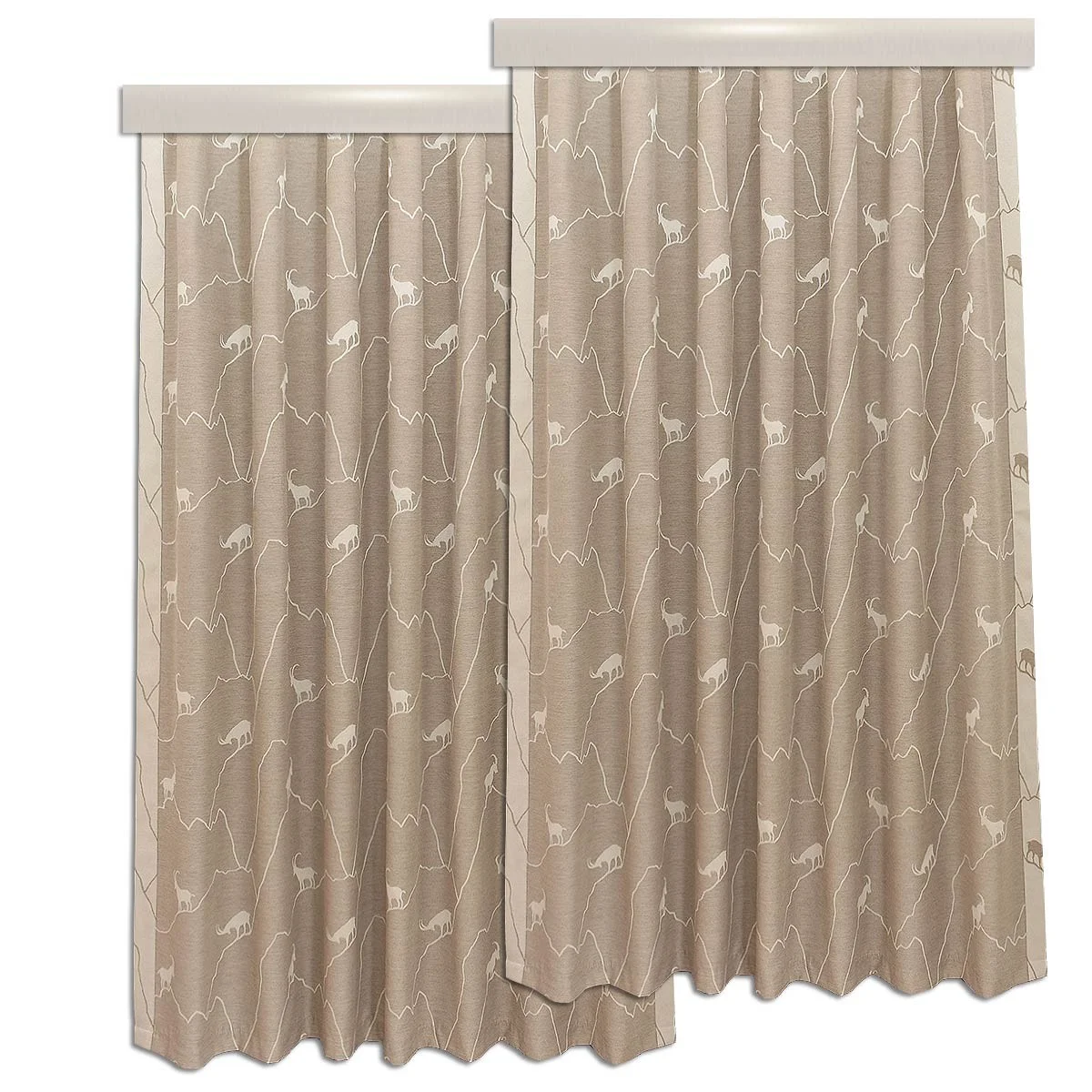 Landhaus-Reihbandschals Breno mit Steinbock beige