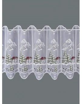 Wintergardine "Kleiner Schneemann"  Weihnachts-Panneau Plauener Stickerei
