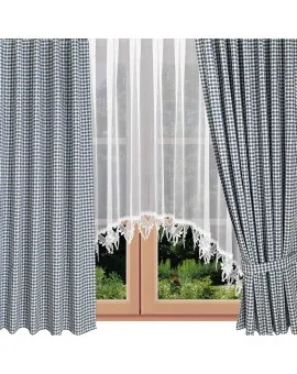 Dekoschal Leni Blau kariert mit Herzen am Fenster