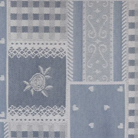 Stoffmuster Marie mit Rose blau 6302934