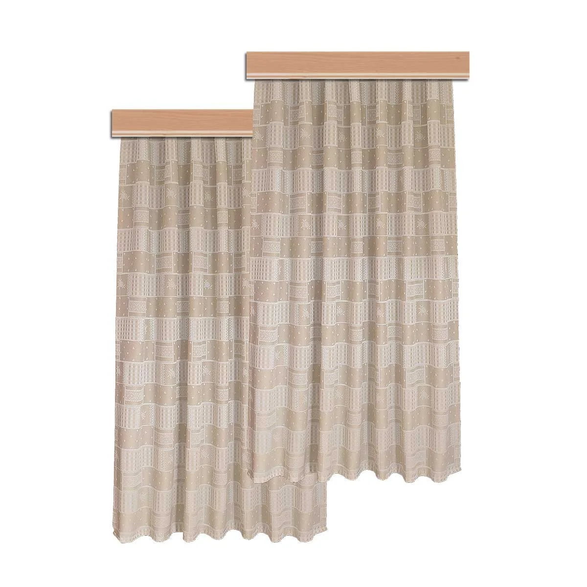 2er Set Landhaus-Reihbandschals Marie mit Rose beige