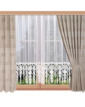 2er Set Landhaus-Reihbandschals Marie mit Rose beige am Fenster