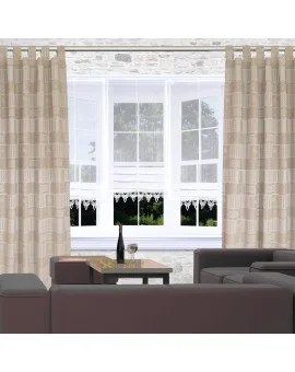 Vorhang mit Schlaufen Marie mit Rose in beige Dekobeispiel