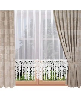 Dekoschal Marie mit Rose in beige am Fenster