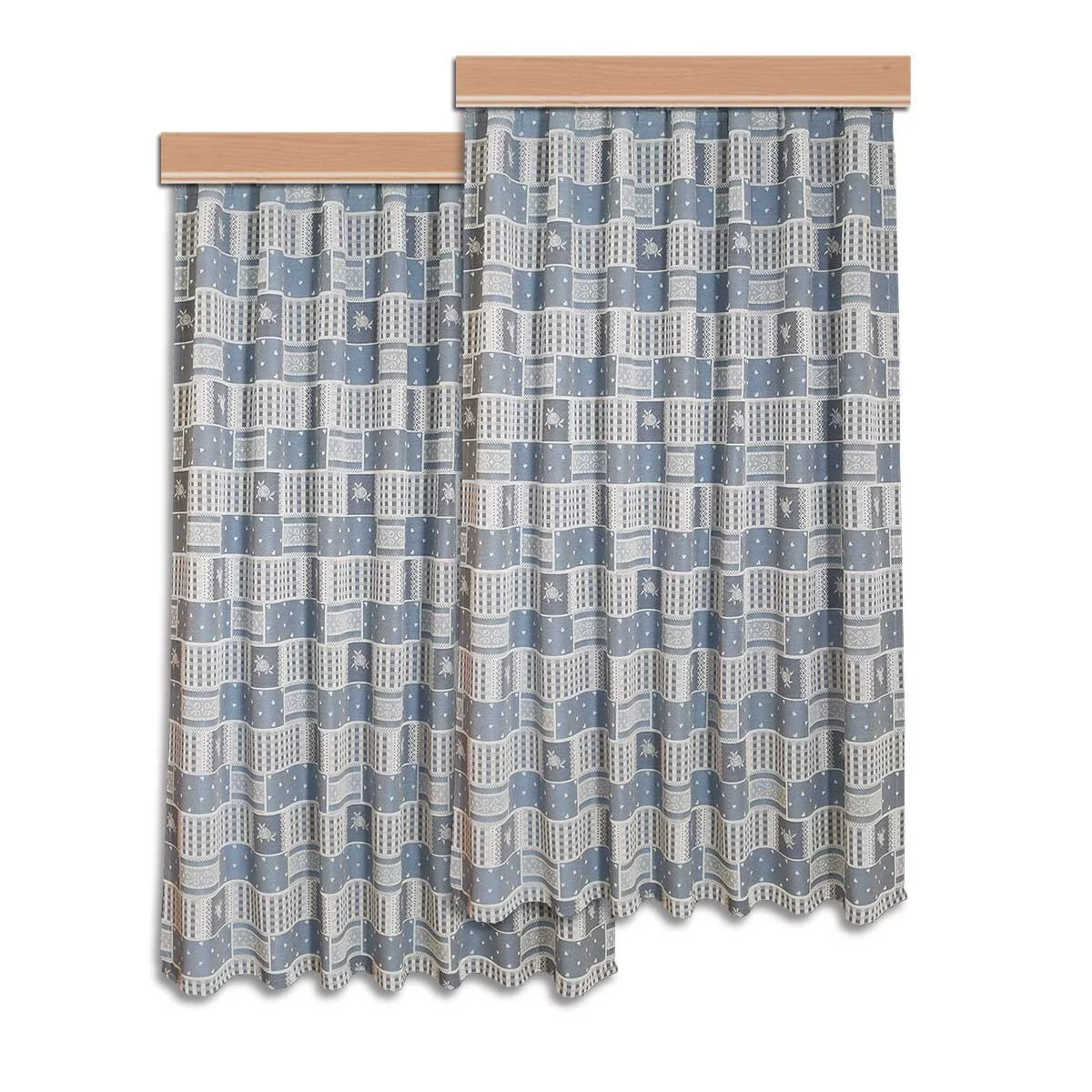 2er Set Landhaus-Reihbandschals Marie mit Rose blau