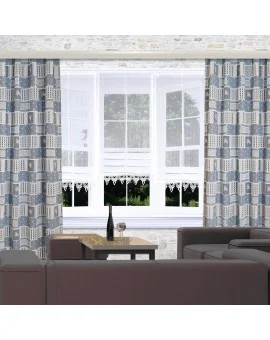 Landhaus-Dekoschals Marie mit Rose blau Beispielbild