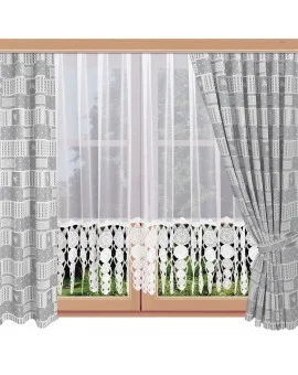 2er Set Landhaus-Dekoschals Marie mit Rose grau am Fenster
