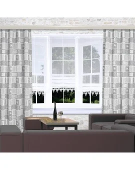 Landhaus-Seitenschals Marie mit Rose grau Beispiel