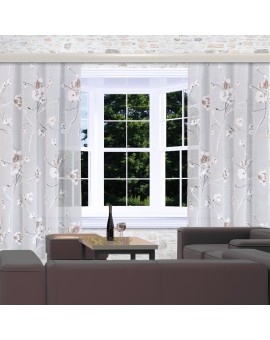 Reihband-Vorhang Yari mit Blumen-Muster am Fenster