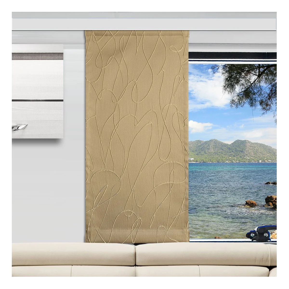Deko-Paneele Joran beige mit Effektstickerei