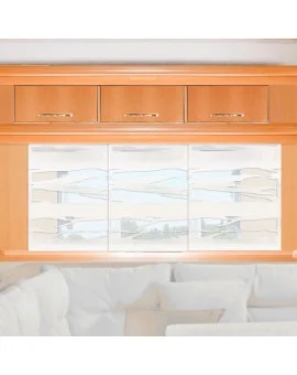 Flächengardine Wohnwagenstore Eltje weiß-sekt Caravan-Gardine Dekorationsbeispiel