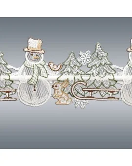 Spitzenkante Winterwald mit Schneemann Detailbild