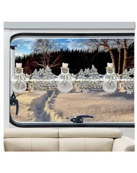 Caravan Feenhaus-Spitzengardine Winterwald mit Schneemann