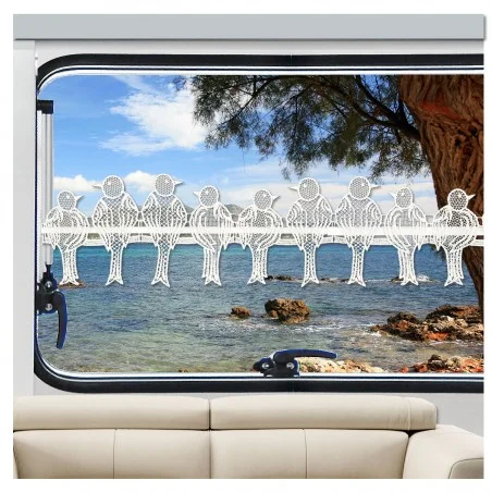 Caravan Scheibengardine Spatzen am Fenster