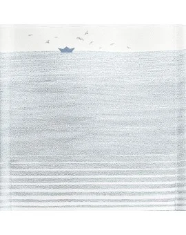 Wohnmobil-Dekoschal Duna grau-hellblau mit Effektstreifen Detailbild