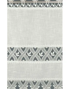 Landhausgardine "Ronja" mit Plauener Spitze sektfarben 60cm Scheibengardine