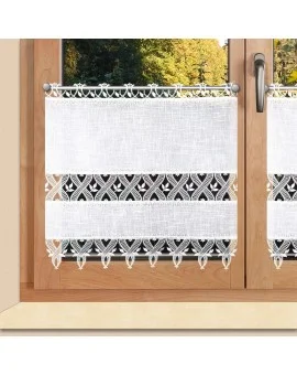 Landhausgardine "Rebecca" mit Plauener Spitze® weiß 60cm Scheibengardine