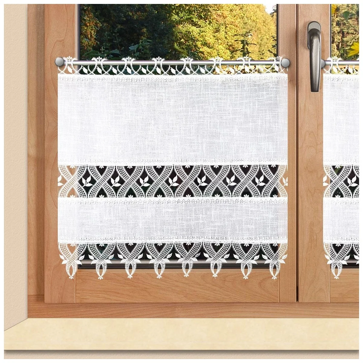 Landhausgardine "Rebecca" mit Plauener Spitze® weiß 60cm Scheibengardine