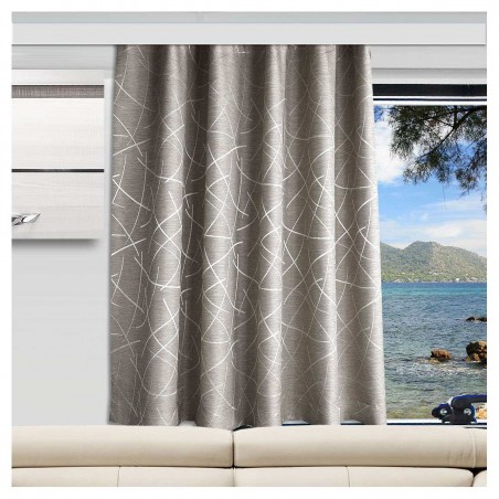 Deko-Vorhang Talisa grau am Fenster dekoriert