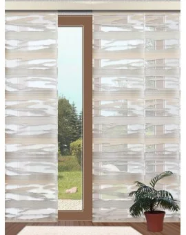 Flächengardine Eltje Schiebevorhang beige-grau-grün aufwendiges Scherli-Muster