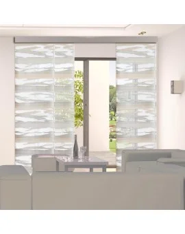 Flächengardine Eltje Schiebevorhang beige-grau-grün aufwendiges Scherli-Muster