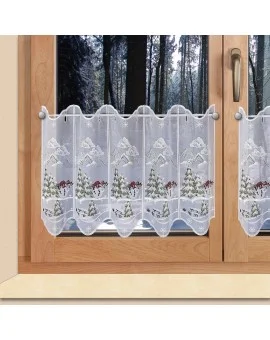 Wintergardine "Kleiner Schneemann"  Weihnachts-Panneau Plauener Stickerei