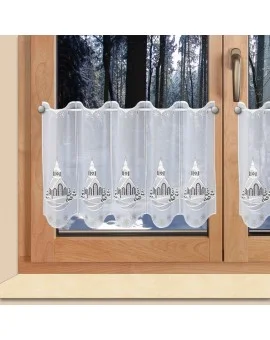 Wintergardine "Winterkirche"  Weihnachts-Panneau Plauener Stickerei