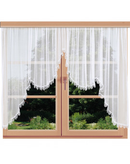 Blumenfenster-Store Carolina mit Plauener Spitze an einem Fenster