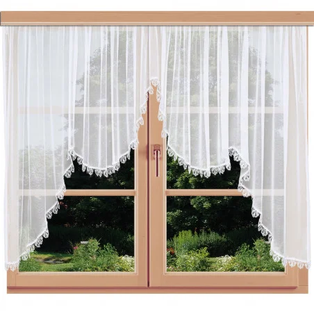 Blumenfenster-Store Carolina mit Plauener Spitze an einem Fenster