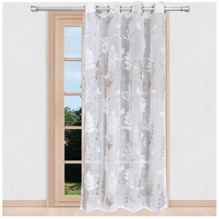 Langstore Avara mit Schmetterlingen leichter halbtransparenter Fertigstore weiß-silber Ösenschal