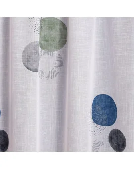 Stoffmuster Matou blau-grün mit Kreisen
