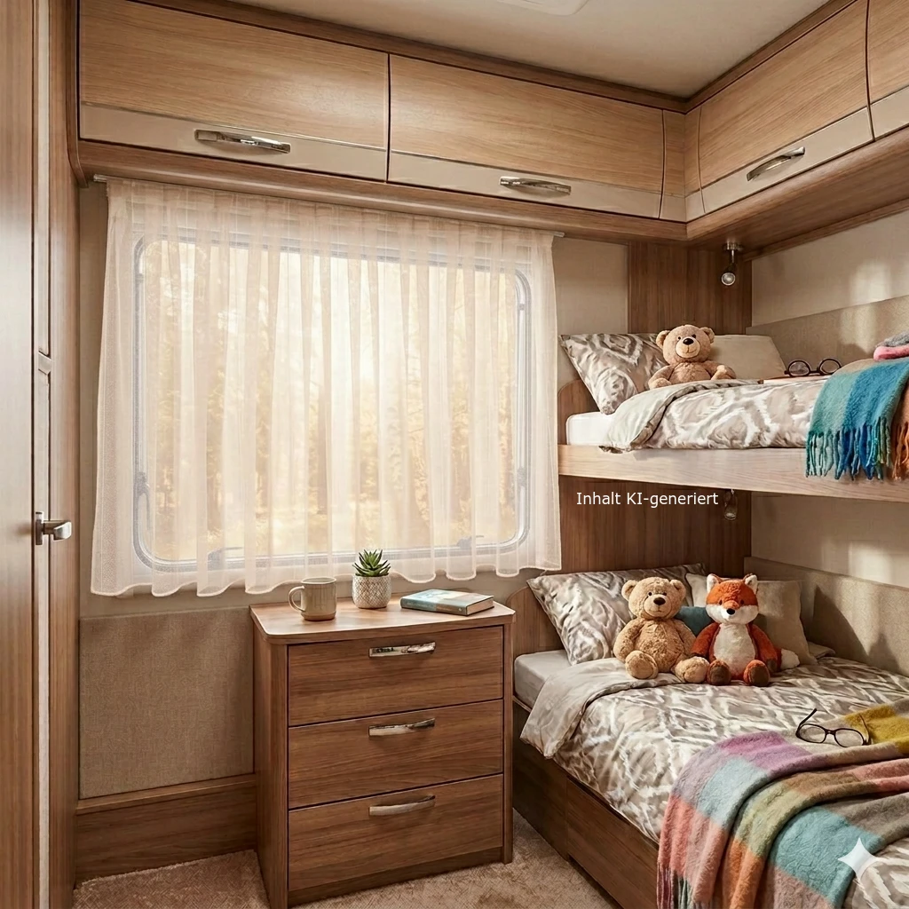 Caravan-Store TORVI creme Längsstreifen