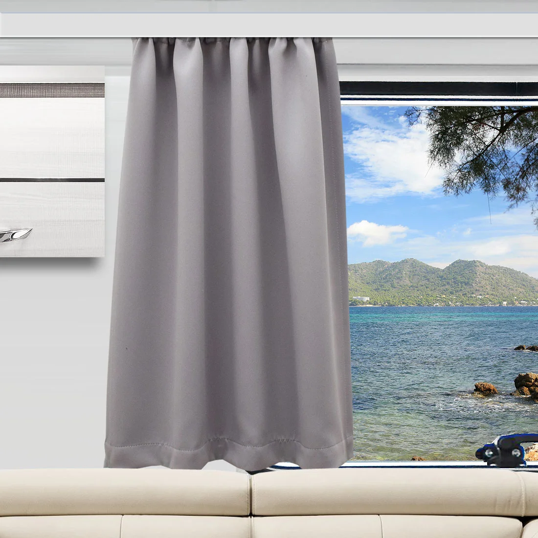Verdunklungs-Vorhang Mattis grau für Wohnanhänger